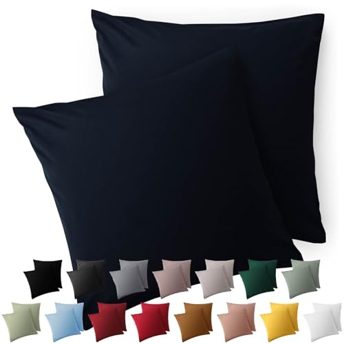 Blumtal Kissenbezug 65 x 65, 2 Stück - Oeko-TEX zert. Kissenbezüge 100% Mikrofaser in extra weich & waschmaschinenfest - Bezug Kissen 65x65 Dunkelblau