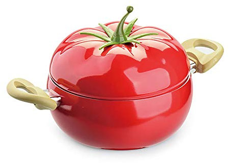 SS&LL Antiadherente Esmalte Soup Pot Forma De Vegetales,Arrabio Lindo Cocotte,Multifunción Olla Cocotte con Asas Miembro para Gumbo Fideos Carne-Tomate 27x14cm(11x6inch)