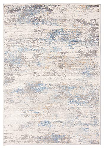 Carpeto Rugs Abstraktes Vintage Designer Teppich - Kurzflor - Weich Teppich für Wohnzimmer, Schlafzimmer, Esszimmer - ÖKO-TEX Wohnzimmerteppich - Teppiche - Beige Blau - 200 x 300 cm