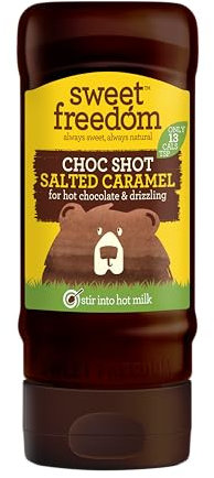 Sweet Freedom - CHOC SHOT Salted Caramel for Hot Chocolate & Drizzling - Only 13 Calories Per Teaspoon - For Milk Shakes, Desserts, Pancakes - Healthy Baking - Vegan & Plant Based - 320g, Pack of 1