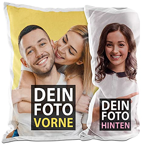 PR Print Royal Kissen selbst gestalten - beidseitiger Druck inklusive Kissenfüllung - Fotokissen personalisierbar mit Foto und Wunschtext auf beiden Seiten - 40 x 40 cm - weiß-flauschig