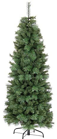Albero di Natale Artificiale Slim Stretto Piccolo Verde Folto Alleghe 210 cm