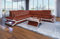 Sofa Sorrento in L Form als Ecksofa mit Bettfunktion zum Schlafsofa Ledersofa mit LED Licht Moderne Couch (mit Bettfunktion, Hellbraun-Weiß)