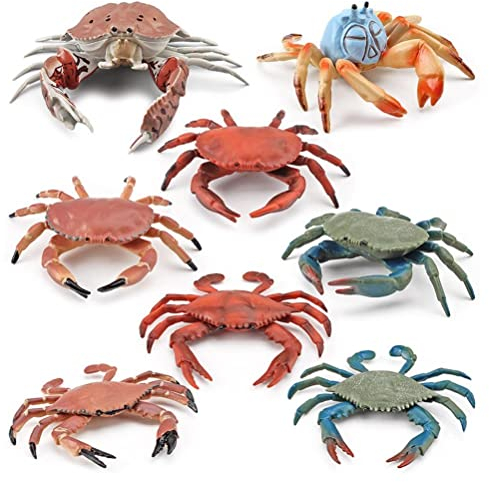 MasYosh Krabbenfigur, 8 Meerestierfiguren, realistisches Meerestierspielzeug, Bürodekoration, pädagogisches Modell, Statische Krabbenfigur für