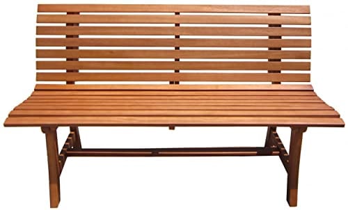 Spetebo Eukalyptus Parkbank Moreno - 140 x 82 cm - FSC Holz Sitzbank für 3 Personen - Terrasse Balkon Garten Bank 3-Sitzer Hartholz geölt massiv
