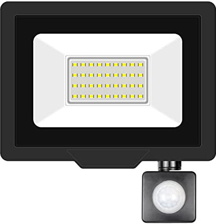 Willpower LED Security Lights Outdoor Motion Sensor 30W LED Floodlight 3000lm IP66 Waterproof PIR Lights Daylight White 6500K Wall Light for Garden Backyard Garage Doorway Court Patio Lawn