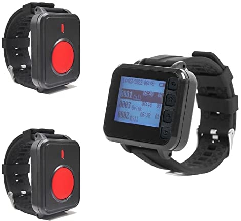 Drahtloses Rufsystem Notfallarmband Senioren - Drahtloses Pflegepersonal-Pager für Familie/äSenioren/Patienten/Behinderte Notrufknopf für Senioren mit 1 Uhrenempfänger + 2 Ruftaste für die Uhr