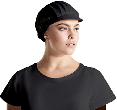 KINKIES Cofia de Cocina con rejilla recoge pelo y visera corta rígida, visera de cocinero