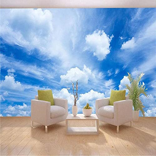 Fond D'Écran 3D Ciel Bleu Et Paysage De Nuages ​​Blancs Peinture Murale Chambre Salon Décoration De La Maison 3D Papier Peint Mural Photo Murale Peler Et Coller Affiches Murales Au 400 x 280 cm (LxH)
