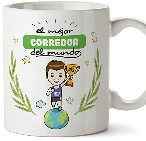 MUGFFINS Tazas para CORREDOR hombre - En Español - Mejor del mundo - 11 oz / 330 ml - Regalo original y divertido