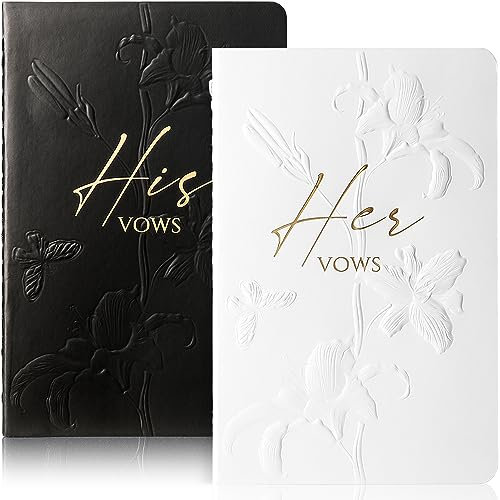 molekaus Vow Books for Wedding Vow Books Hochzeitsgeschenk für Braut und Bräutigam, Gelübde, Hochzeitsnotizbuch mit vergoldeter Schriftart, 2er-Set (weiß und schwarz)