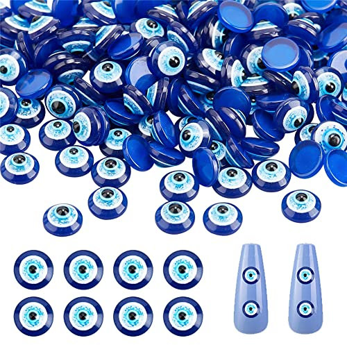 CRASPIRE Evil Eye Nail Charms 200pcs Resin Cabochons 6mm Blue Evil Eye Beads 3D Nail Art Charms Pendant Decorations Jewelry Accessories for DIY Crafting Jewelry Phone Case