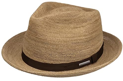 STETSON Chapeau de Raphia Sondova Crochet Femme/Homme - d'été en Paille Soleil avec Ruban Gros Grain Été Printemps-été - M (56-57 cm) Nature