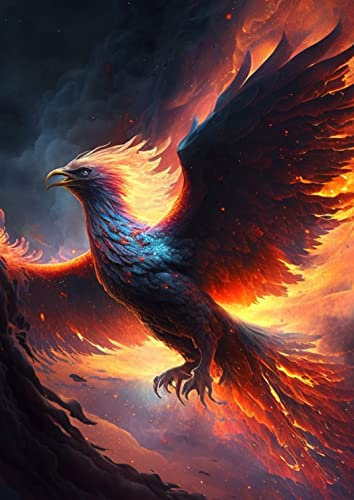 Phönix Poster - Magische Tiere Wandbild - Feuerphönix (59,4 x 84,1 cm (DIN A1))