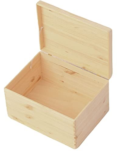 NOVECRAFTO Multi-Purpose Wooden Storage Box with Lid - 15.7 x 11.8 x 9 Inches (40 x30x23 cm) - Natural Wood Organizer for Toys, Memory Box, or Storage Chest Unit - Keep Your Things Organized