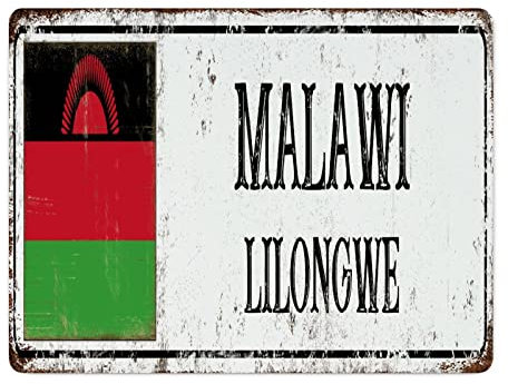 Yelolyio Malawi Vintage Metallschild Poster Lilongwe Metall Blechschild Malawi Landflagge Souvenir Geschenk Wandschild für Wohnzimmer Küche Veranda 30,5 x 40,6 cm Einweihungsgeschenk