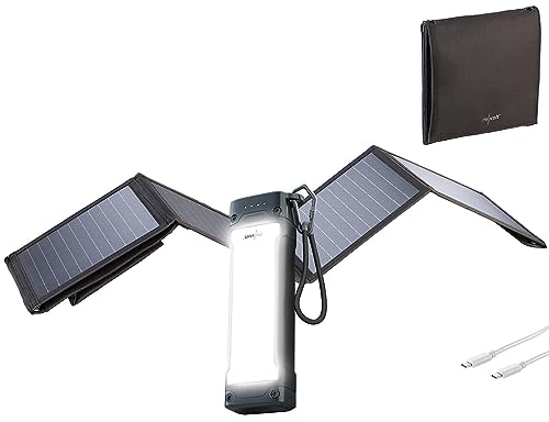 revolt Solarpanel Powerbank: Outdoor-USB-Powerbank mit 28-Watt-Solar-Ladegerät, 20.000 mAh (Faltbare Solar, Panel, Apple iPhone Ladekabel)