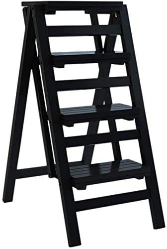 Klappbarer tragbarer Leiter-Tritthocker, für Erwachsene, Innen-Blumenregal, Pflanzenregale, Garten-Hochleistungswerkzeug, 4 Stufen, verbreiterte Trittleiter (schwarz)