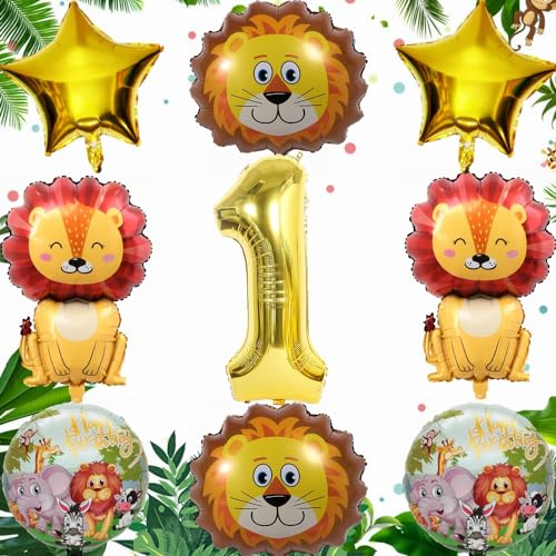 Yunchu Online 1. Geburtstag 1 Jahr Dschungel Dekoration Löwe Luftballon Set 1 Geburtstag Junge Mädchen Dschungel Tiere Folienballons Luftballons 1. Geburtstag 1 Jahr Dschungel Geburtstag Dekoration