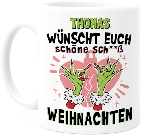 Tassenliebling® Lustige Tasse Weihnachten personalisiert mit Motiv - Weihnachtstasse Wichtelgeschenke lustig für Frauen und Männer