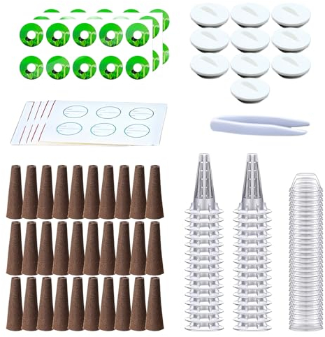 Nizirioo Éponges De Culture,161 Pièces Kit De Gousses De Graines,Bouchons De Démarrage De Graines,Eponges Culture Hydroponique pour Hydroponique,Système De Hydroponique Jardin