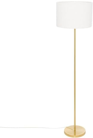 Atmosphera - Lampadaire Droit Tina, Abat-Jour Tissu Bouclette, Pied Doré, H 150 cm - Pour Salon, Chambre, Bureau