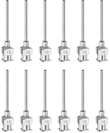 QUARKZMAN 12 Stück 16 Gauge Edelstahl Dosierkanülen, 1 Metallkleber-Nadelrohr mit stumpfer Spitze und Luer-Lock für dickflüssige Materialien, Tinte, Kleber, Laboreinsatz