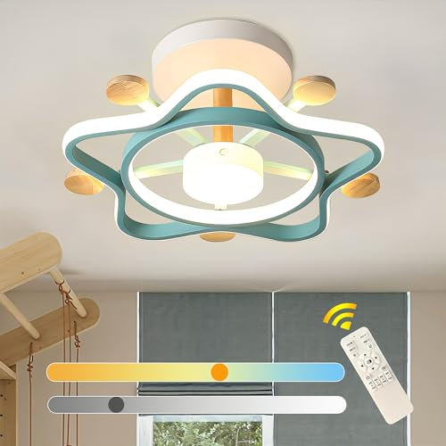 TRUYOK Kinderzimmer Deckenleuchte 55W Dimmbar Pendelleuchte mit Fernbedienung Kreative Stern Kronleuchter Junge Mädchen Holz Deckenlampe für Schlafzimmer Wohnzimmer Babyzimmer Kindergarten Nachtlicht