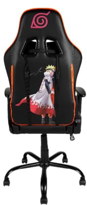 Konix Naruto Shippuden Chaise de Bureau Gaming Premium - Inclinaison siège 150° - Cuir PVC - Coussin lombaires et cervicaux - Motif Naruto Hokage