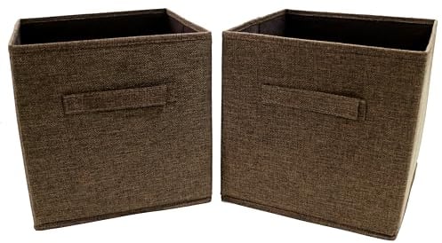 Clay Roberts Storage Cubes, Storage Boxes, Pack of 2, Brown, Fabric Basket Set for Storage Units, 25cm x 25cm x 25cm, Brown Baskets, Boxes, Box, Unit Cubes
