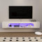 Pmnianhua LED Meuble TV Suspendu, Etagere TV Murale, Meuble TV Suspendu Bois Etagere avec 1 Etagere Ouvertes, Murale Flottante TV Meuble Etagere TV Support, Meuble TV Flottant (180cm, Blanc)