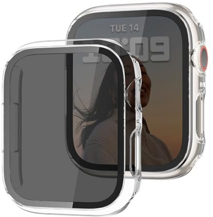 2 Piezas Protector para Apple Watch Series 9/8/7/SE2/SE/6/5/4 40mm 41mm 44mm 45mm,Funda Rígidos Pantalla Privacidad Vidrio Templado Protección Antiespía,Estuche Prueba de Golpes para Apple Watch