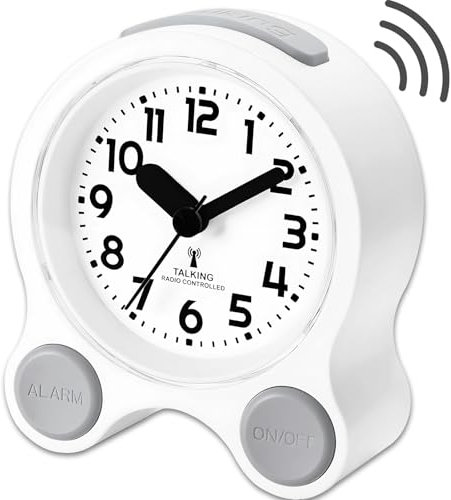 RUNCAR Réveil Parlant avec Un Son agréable à la française, rétro - éclairé et 5 Ensembles de réveils indépendants pour Les aveugles, Les malvoyants et Les Personnes âgées
