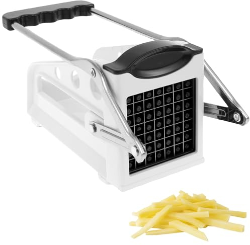 Potato Chipper Cutter Stainless Steel French Fry Cutter Fast Cutting Potato Chip Manual Vegetable Fruit Slicer Dicer Multifunction Chip Cutter Machine Kitchen Tools for Potato Onion Carrots Cucumbers
