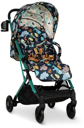 COSATTO Woosh 4 Kinderwagen – Leichter Kinderwagen Geburt bis 25 kg – Einhändig zusammenklappbar, kompakt, Teleskopgriff, extra großer Einkaufskorb, Getränkehalter (Diggin' Dinos)