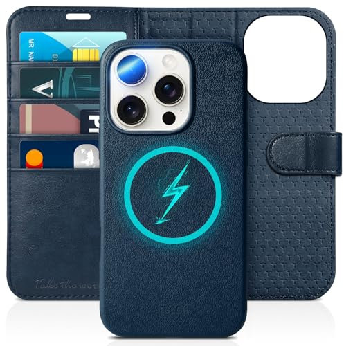 TUCCH Case for iPhone 16 Pro (6.3) 2024, [Detachable]2 in 1 Wallet Cover with[RFID Blocking][Wireless Charging][Card Holders][Kickstand]Shockproof Magnetic PU Leather Removable Flip Case, Full Blue