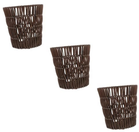 Amosfun 3 Pièces Corbeille tissée panier poubelle en osier déchets avec rangement malle rangement laundry hamper Bac de stockage fourniture de cuisine poubelle à litière le fer