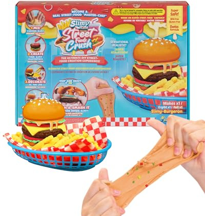 SLIMY Street Foodz Crush – Burgeron, Slime e plastilina, set creativo, gioco da forno per miscelare, modellare e decorare, per bambini