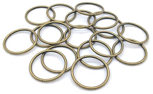 XCSJ 20 Pcs O Ringe Metall 38 mm, Rundringe Nicht Verschweißte O-Ring für Taschen, Gürtel, Hundeleine, Kleidung, DIY Handwerk (Bronze)