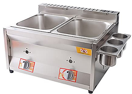 Freidora de Gas Doble Comercial de 10L+10L, freidora de Gas LPG freidora de encimera de Acero Inoxidable, para Papas Fritas, Restaurante, Cocina casera