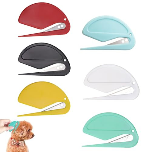 IKOPFLN Lot de 6 Coupe Noeud Chat, Peigne à Nouer pour Chiens, Peigne chat, Couteau Démêlant pour Animaux de Compagnie avec Lame en Acier, Détacheur de Noeuds de Toilettage