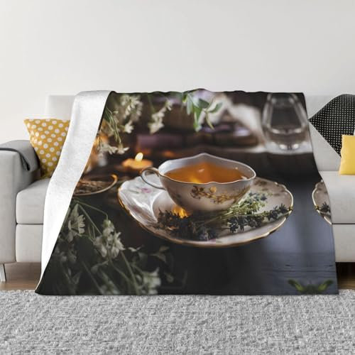 PHAYAH Fine Tea Bowl Pattern Flannel 40X30 Soft Micro Fleece Blanket Luxury All Seasons Warm Blanket for Bedding Sofa and Trave