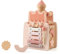 WOODEN TEETHER Montessori Motorikwürfel holzspielzeug Montessori Spielzeug ab 1 Jahr 5 in 1（Rosa Schloss）