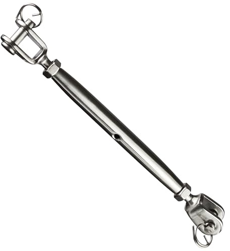 Tornillo tensor de acero inoxidable de 8 mm de diámetro, tensor de cuerda para cable de alambre, 18,5-26,5 cm de largo, carga de rotura 2350 kg