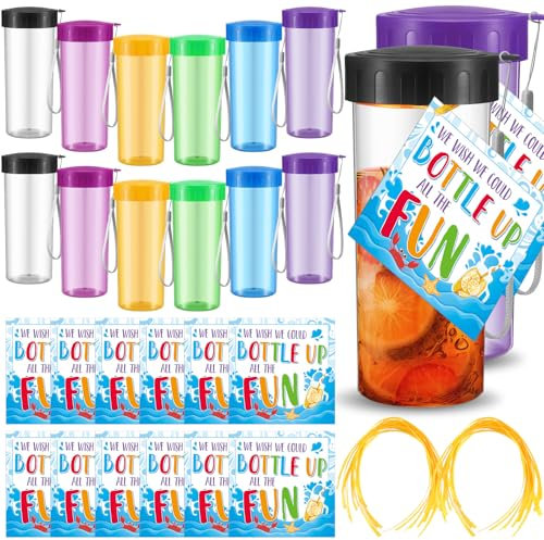 Sunnychicc 24 Sets End of Year Gifts for Students Water Bottles Bulk Colorful Sports Water Bottles, Summer Graduation Student Gifts, Sports Cups from Teachers with Handle Straps Pool Beach Gym School