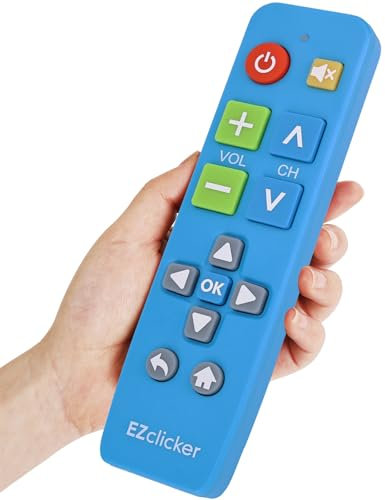 EZclicker Big Button Universal TV Remote (Blue) Simple Easy to Use, Great for Seniors, Works with Major TV Brands (2xAAA Batteries Not Included)