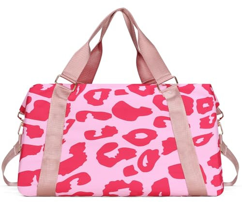 Outplea 20L Sac de Sport Femme, Petit Sac de Voyage avec Poche Humide, Imperméable Sacs de Piscine Sacs à Bandoulière pour Yoga Natation Week-End, Rose