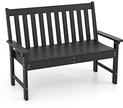 COSTWAY Panchina da Esterno in HDPE Resistente, Portata 320 kg, Nero