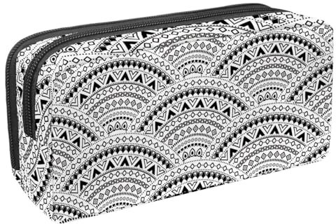 VAPOKF Federmäppchen, Federmäppchen, Schüler-Schreibwaren-Tasche für Teenager, Jungen, Mädchen, Schule, Bürobedarf – Sashiko japanische Mandala-Henna-Waage, multi, 2.3x8.2x3.9in/6x21x10cm