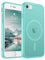 SUPFINE Magnetic for iPhone SE Case 2022 (3rd)/2020 (2nd), iPhone 8 Case (Compatible with MagSafe) (Military Grade Drop Protection) Slim Translucent Matte Phone Case,Blue Green